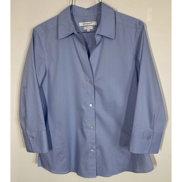 Foxcroft Tops - Foxcroft Women's Non Iron Stretch Long Sleeve Button Up Shirt Blue Size M Career